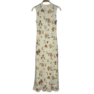 Brooks‎ Brothers Vintage Silk Sleeveless Floral Dress Size 6 Neutral Lined